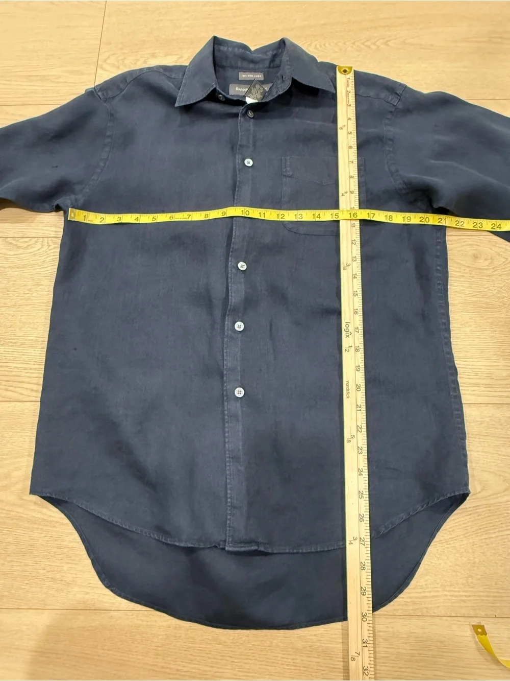 Banana Republic Men’s Small 100% Irish Linen Navy Button Front Shirt